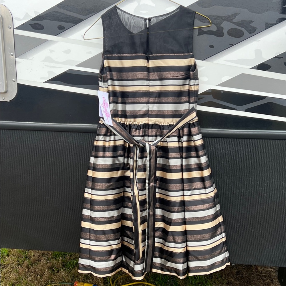 Bonnie Jean Black and Brown Striped Formal Dress - Picture 3 of 3